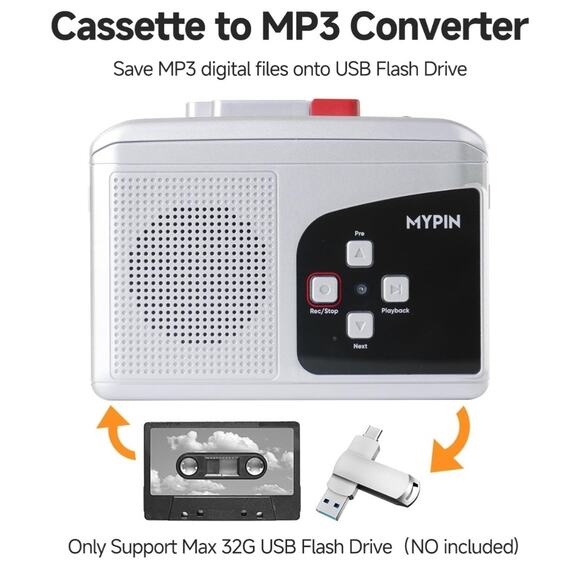 Portable Stereo Walkman Cassette Recorder Player, Convert Cassette to MP3 - Picture 3 of 7